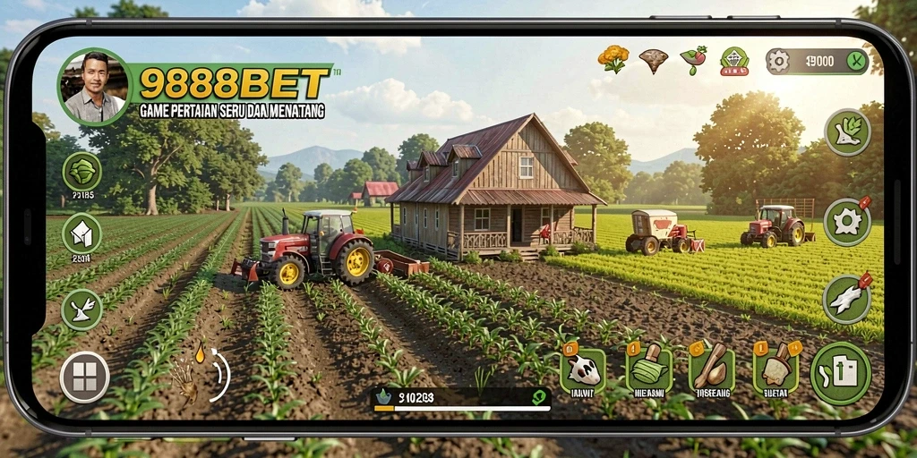 Screenshot 988BET menampilkan gameplay bertani yang seru dan interaktif.