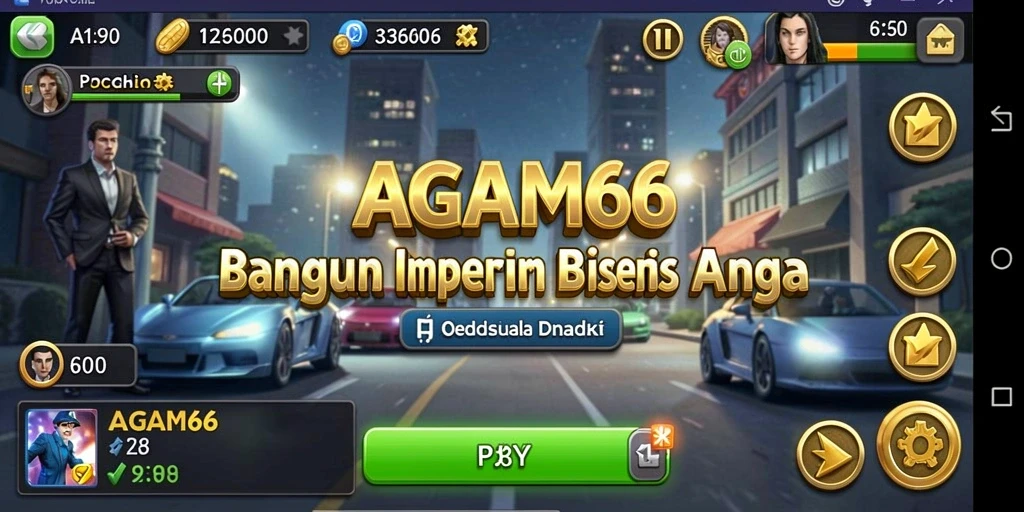 Screenshot gameplay AGAM66 menampilkan pembangunan bisnis dinamis.