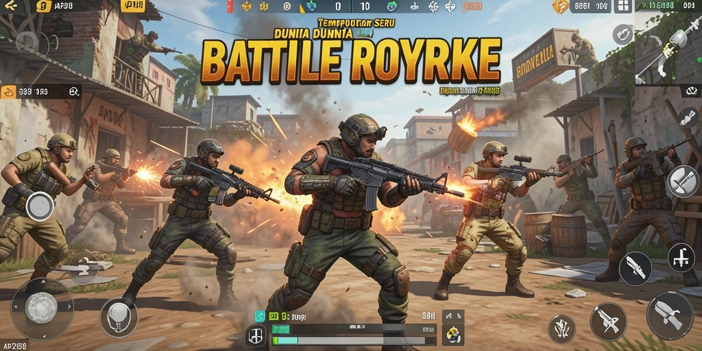Gameplay menegangkan dalam pertempuran Battle Royale yang seru.