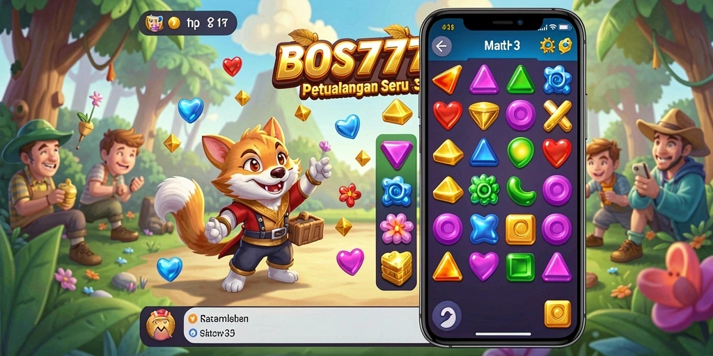 Tampilkan gameplay seru BOS777 dengan tantangan Match-3.