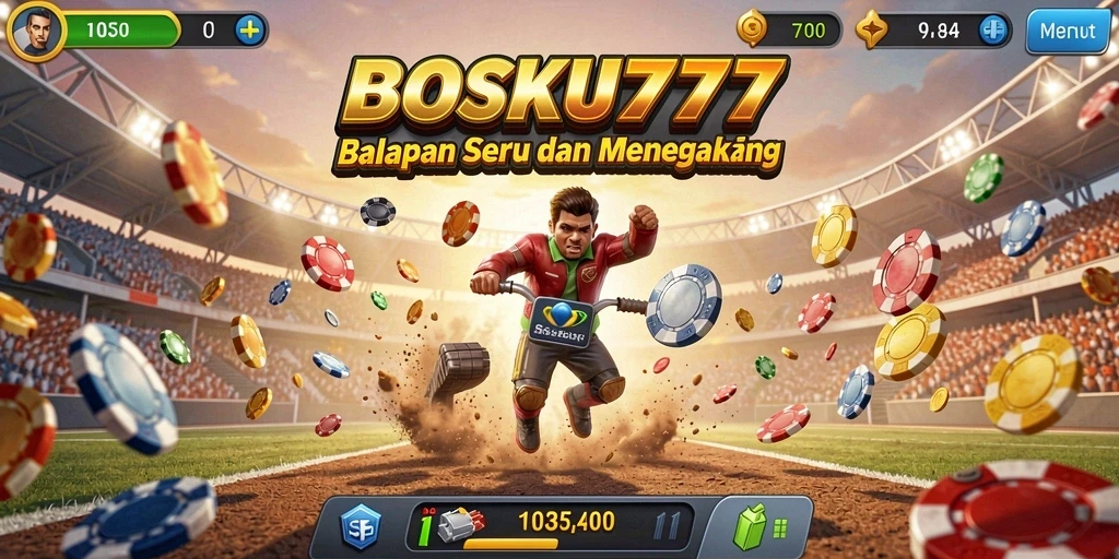 Tangkapan layar gameplay yang menampilkan balapan yang mendebarkan di BOSKU777.