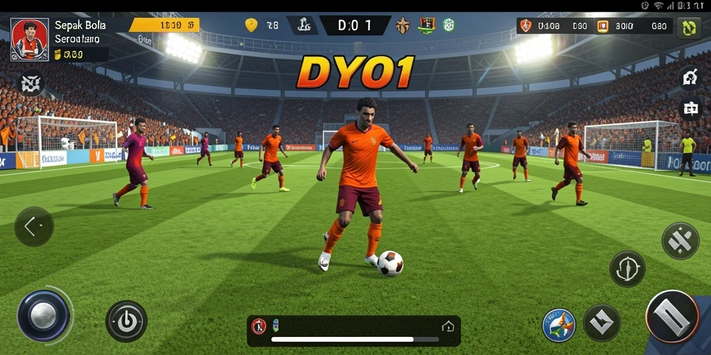 Tampilan gameplay DYO1 yang mendebarkan saat mencetak gol.