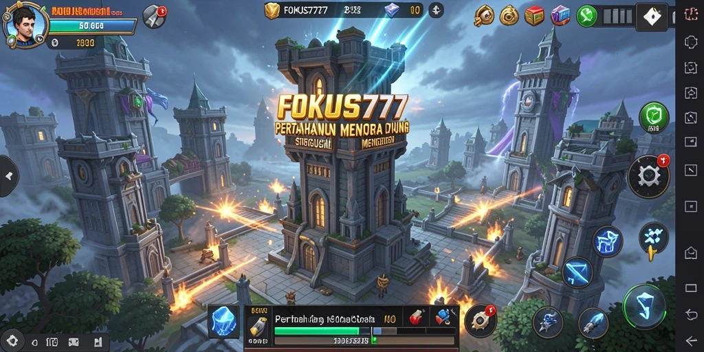 Screenshot gameplay menampilkan aksi pertahanan menara yang seru.