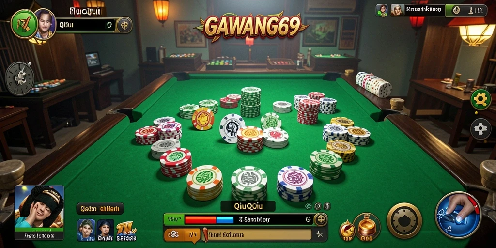Screenshot GAWANG69 menampilkan momen intens saat bermain QiuQiu.
