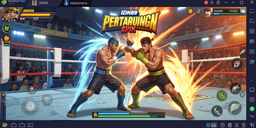 Tampilan gameplay menegangkan di IDN89 saat pertarungan berlangsung.