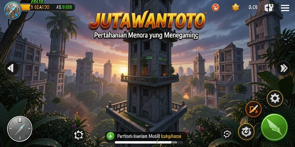 Tampilan gameplay JUTAWANTOTO dengan pertahanan menara yang strategis.
