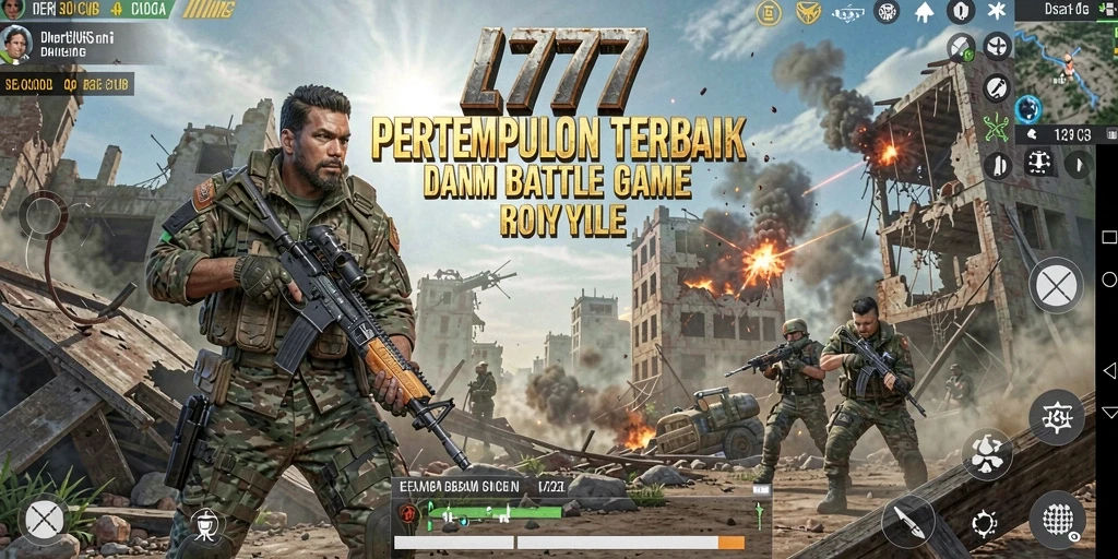 Screenshot menampilkan aksi intens dalam game Battle Royale L777.