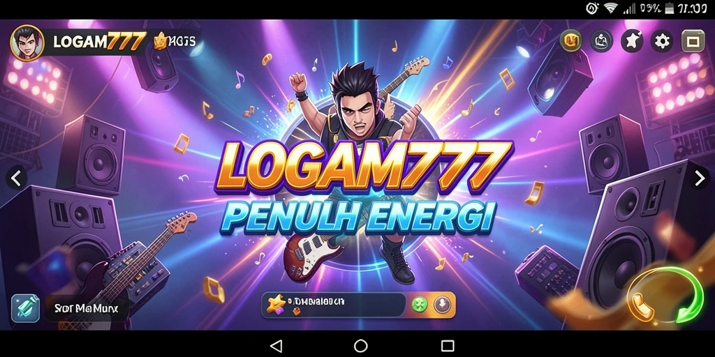Tampilan seru dari gameplay LOGAM777 dengan musik yang mengasyikkan.