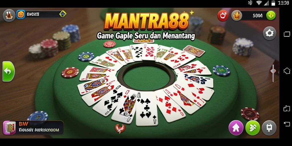 Tampilan gameplay Gaple di aplikasi MANTRA88 yang menarik.