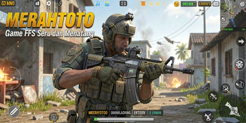 Tampilan seru gameplay MERAHTOTO dalam aksi FPS.