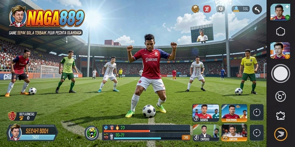 Tampilan gameplay NAGA889 dengan aksi sepak bola yang mendebarkan.