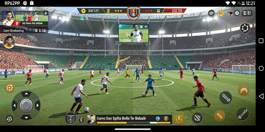 Tampilan gameplay RP62RP dengan aksi seru di lapangan sepak bola.