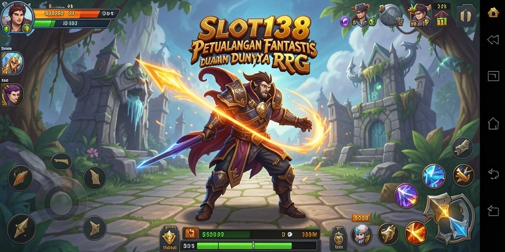 Screenshot utama dari <strong>SLOT138</strong> menampilkan aksi seru dalam pertempuran RPG.