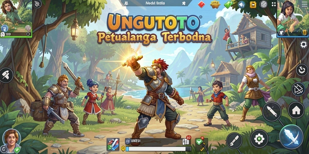 Screenshot gameplay UNGUTOTO menampilkan pemandangan alam yang menakjubkan.