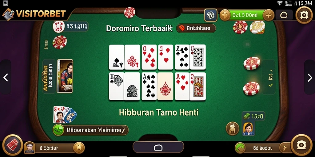 Tampilan gameplay seru dalam aplikasi VISITORBET yang menampilkan permainan Domino.
